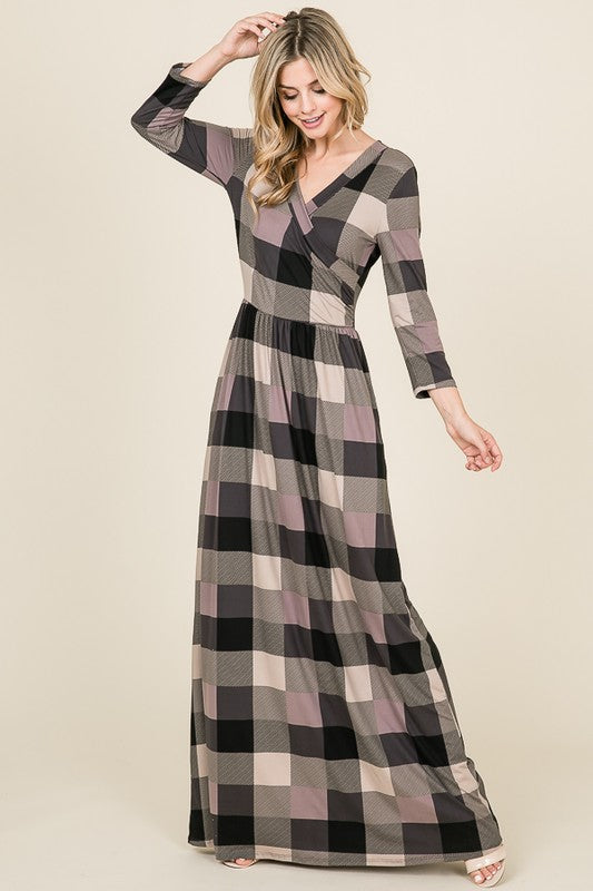 plaid maxi dress women Dark Lavender Plaid Maxi Dress – Sweet Classy Lass