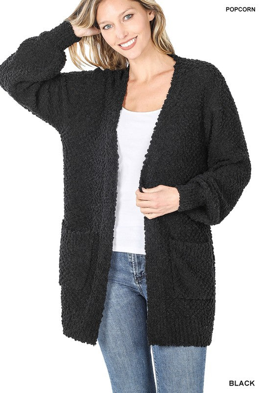 Puff Sleeve Popcorn Cardigan