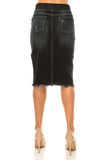Black Fringe Denim Skirt