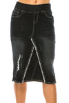 Black Fringe Denim Skirt