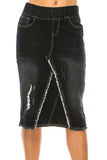 Black Fringe Denim Skirt
