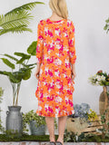 Orange Floral Ruffle Top