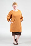 Button Detail Puff Sleeve Shift Dress