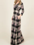 Dark Lavender Plaid Maxi Dress