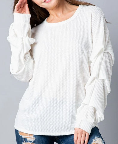 Pick-up Sleeve Waffle Top