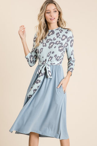 Blue Leopard Midi Dress