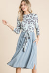 Blue Leopard Midi Dress
