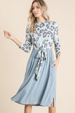 Blue Leopard Midi Dress