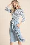Blue Leopard Midi Dress