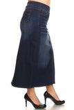 Plus - Long Denim Skirt