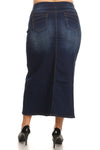 Plus - Long Denim Skirt
