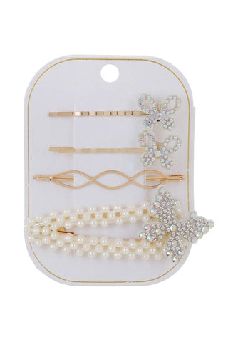Butterfly Pearls Hair Clips