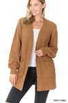 Puff Sleeve Popcorn Cardigan