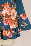 Floral Cheetah Ruffle Top