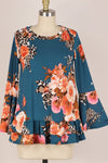 Floral Cheetah Ruffle Top
