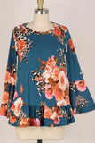 Floral Cheetah Ruffle Top