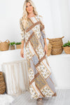 Paisley Patch Work Maxi Dress - Plus