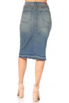 Distressed Moto Denim Skirt