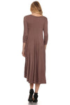 Solid A-line Midi Dress