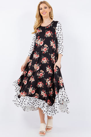 Floral Bouquet Ruffle Dress