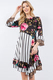 White Stripe Floral Tunic