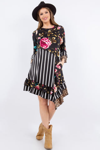 Black Stripe Floral Tunic