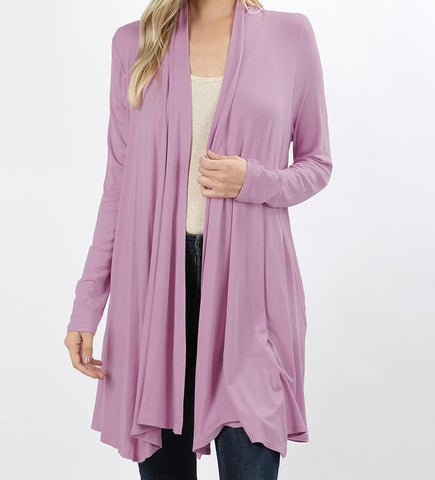Premium rayon open front draped cardigan