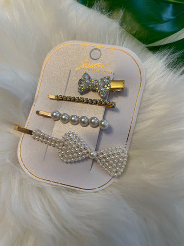 Pearly Bows Hair Clips