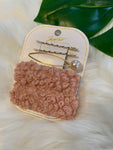 Fur and Pearls Hair Clips