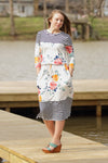 Floral with Stripes Midi Dress