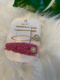 Pearl Flowers and Fur Hair Clips