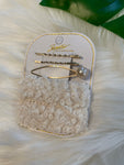 Fur and Pearls Hair Clips