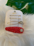 Pearl Flowers and Fur Hair Clips