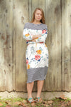 Floral with Stripes Midi Dress