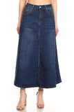 Long A-Line Denim Skirt