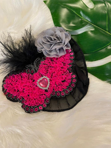 Hot Pink Butterfly Flower Pin